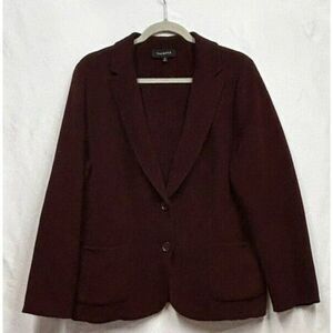 Talbots Jacket  Wool Blend Red Collared Button Up Women's Size 16‎